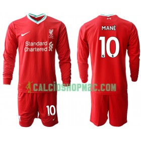 Liverpool Sadio Mane 10 Bambino Maglia Prima 2020/2021 Manica Lunga (+ Pantaloncini)